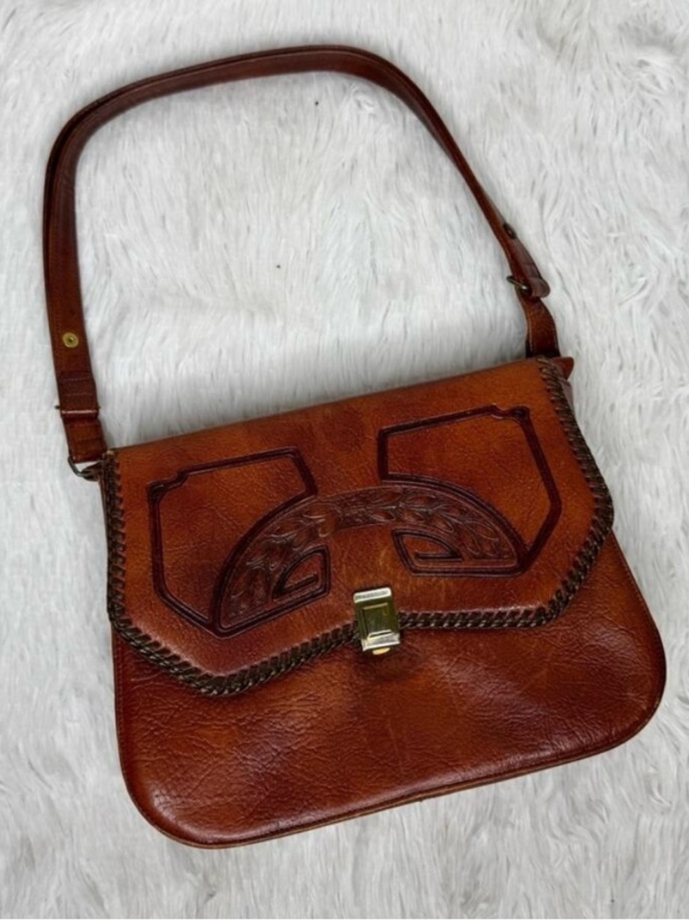 Vintage Brown Leather Shoulder Bag